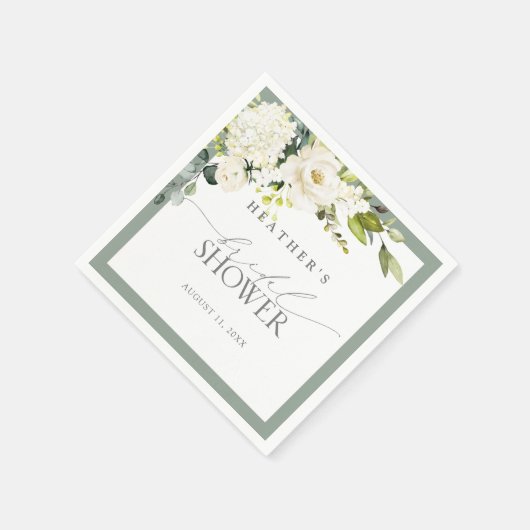 Elegant White Grey Green Waterverf Vrijgezellenfee Servet (Hoek)