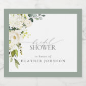 Elegant White Grey Green Waterverf Vrijgezellenfee Sparkling Wijnetiket (Enkel label)