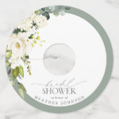 Elegant White Grey Green Waterverf Vrijgezellenfee Wijnglaslabel (Voorkant)