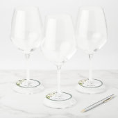 Elegant White Grey Green Waterverf Vrijgezellenfee Wijnglaslabel (Set)