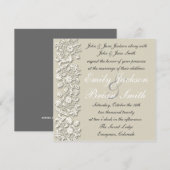 Elegant White Grey Lace officiële trouwuitnodiging Kaart (Voorkant / Achterkant)
