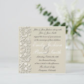 Elegant White Grey Lace officiële trouwuitnodiging Kaart (Staand voorkant)