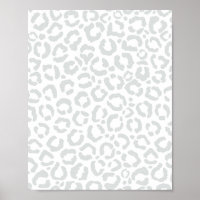 Elegant White Grey Leopard Cheetah Animal Print