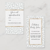 Elegant White Grey Leopard Cheetah Animal Print Afsprakenkaartje (Voorkant / Achterkant)