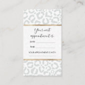 Elegant White Grey Leopard Cheetah Animal Print Afsprakenkaartje (Voorkant)