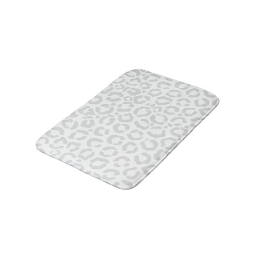 Elegant White Grey Leopard Cheetah Animal Print Badmat (Gekanteld)