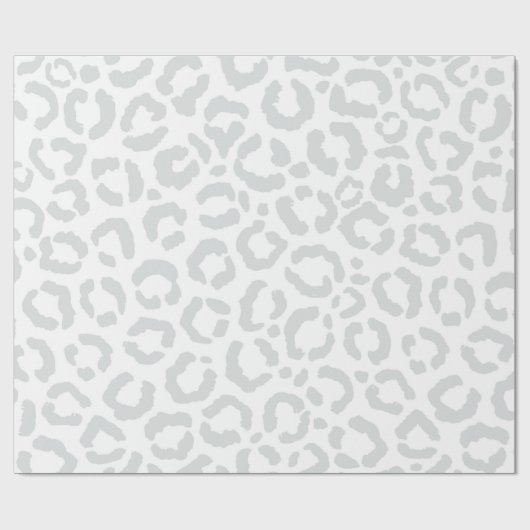 Elegant White Grey Leopard Cheetah Animal Print Cadeaupapier (Vlak)