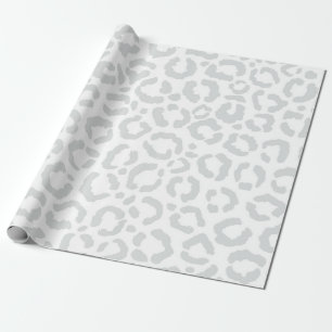 Elegant White Grey Leopard Cheetah Animal Print Cadeaupapier