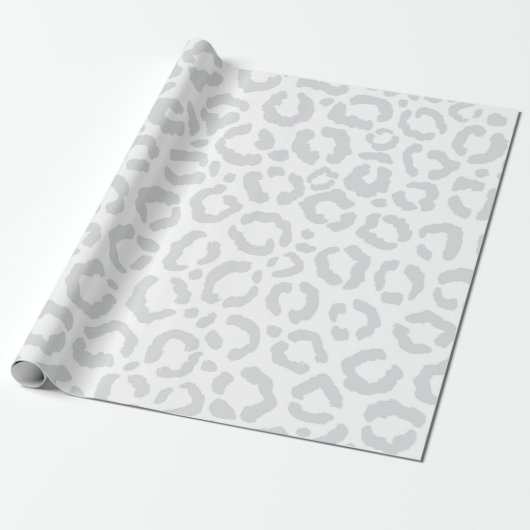 Elegant White Grey Leopard Cheetah Animal Print Cadeaupapier (Uitgerold)