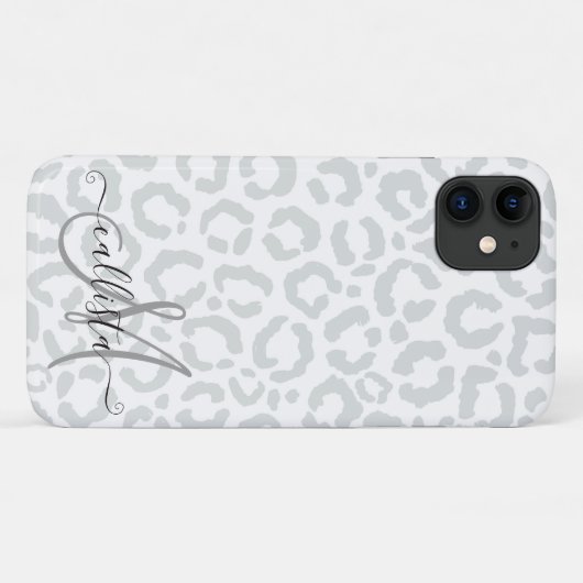 Elegant White Grey Leopard Cheetah Animal Print Case-Mate iPhone Case (Achterkant (horizontaal))