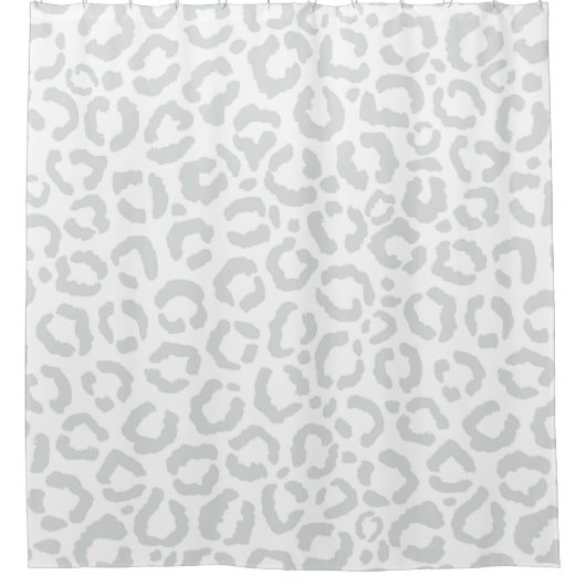 Elegant White Grey Leopard Cheetah Animal Print Douchegordijn (Voorkant)