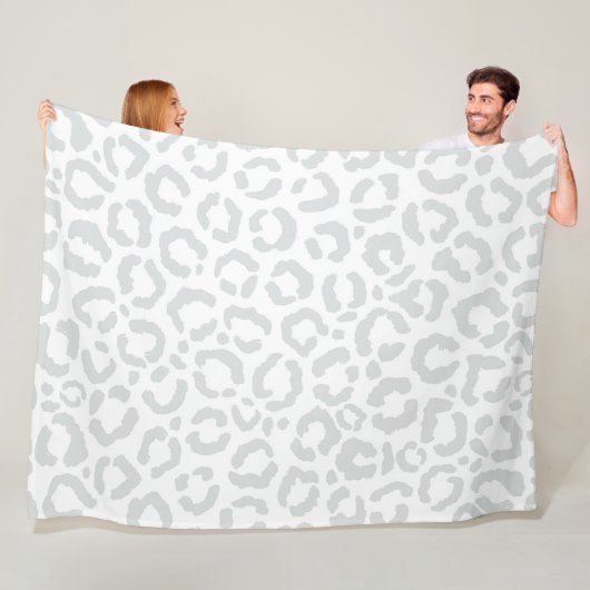 Elegant White Grey Leopard Cheetah Animal Print Fleece Deken (In situ)
