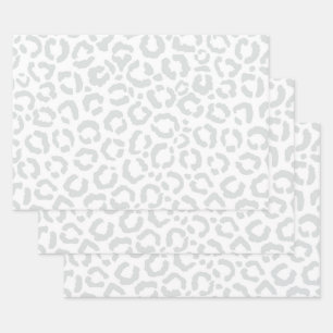 Elegant White Grey Leopard Cheetah Animal Print Inpakpapier Vel