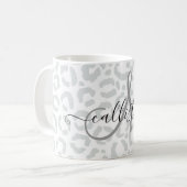 Elegant White Grey Leopard Cheetah Animal Print Koffiemok (Voorkant links)