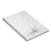 Elegant White Grey Leopard Cheetah Animal Print Notitieboek (Rechterzijde)
