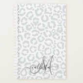 Elegant White Grey Leopard Cheetah Animal Print Planner (Voorkant)