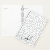 Elegant White Grey Leopard Cheetah Animal Print Planner (Display)