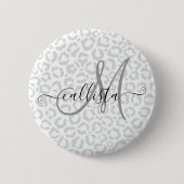 Elegant White Grey Leopard Cheetah Animal Print Ronde Button 5,7 Cm (Voorkant)