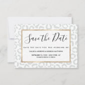 Elegant White Grey Leopard Cheetah Animal Print Save The Date (Voorkant)