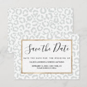 Elegant White Grey Leopard Cheetah Animal Print Save The Date (Voorkant / Achterkant)
