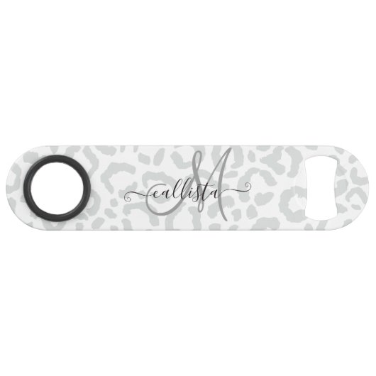 Elegant White Grey Leopard Cheetah Animal Print Speed Flessenopener (Voorkant (Horizontaal))