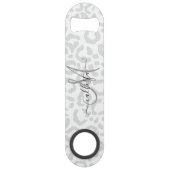 Elegant White Grey Leopard Cheetah Animal Print Speed Flessenopener (Voorkant)