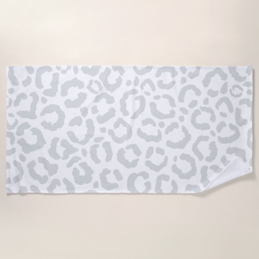 Elegant White Grey Leopard Cheetah Animal Print Strandlaken (Voorkant)