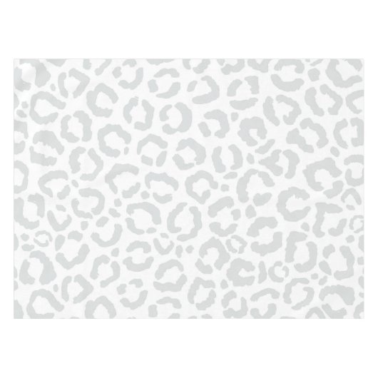 Elegant White Grey Leopard Cheetah Animal Print Tafelkleed (Voorkant (Horizontaal))
