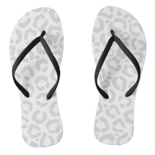 Elegant White Grey Leopard Cheetah Animal Print Teenslippers