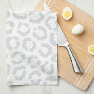 Elegant White Grey Leopard Cheetah Animal Print Theedoek