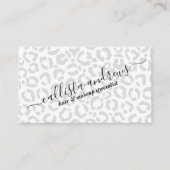 Elegant White Grey Leopard Cheetah Animal Print Visitekaartje (Voorkant)