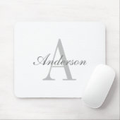 Elegant White & Grey Monogram Classic Muismat (Met muis)