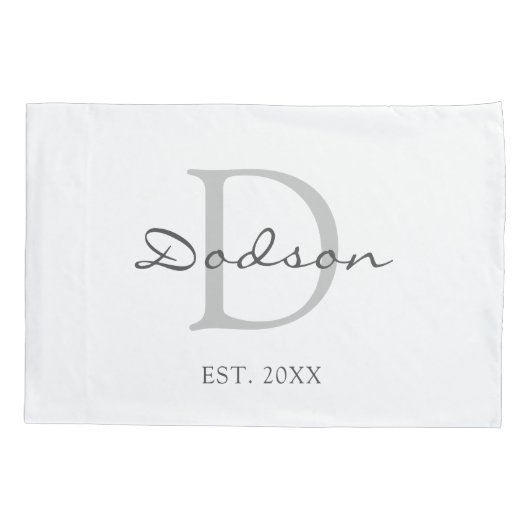 Elegant White Grey Script Couples Monogram Kussensloop (Achterkant)