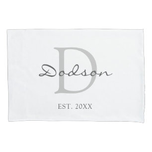 Elegant White Grey Script Couples Monogram Kussensloop