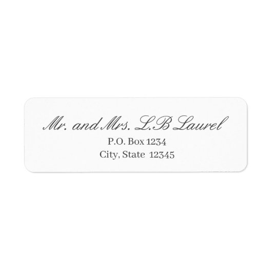 Elegant White Grey Script Return Address Label (Voorkant)