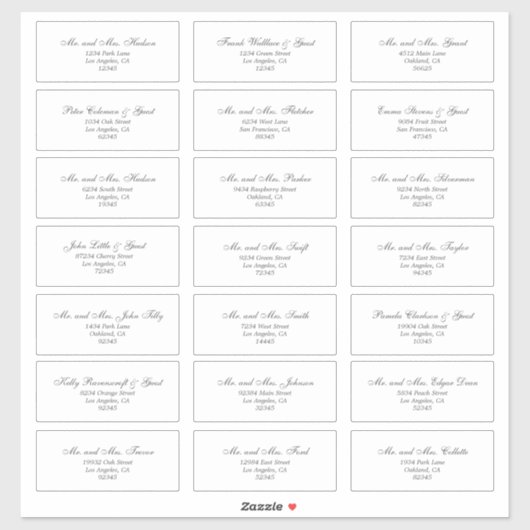 Elegant White Guest Adresetiketten Sticker (Vel)
