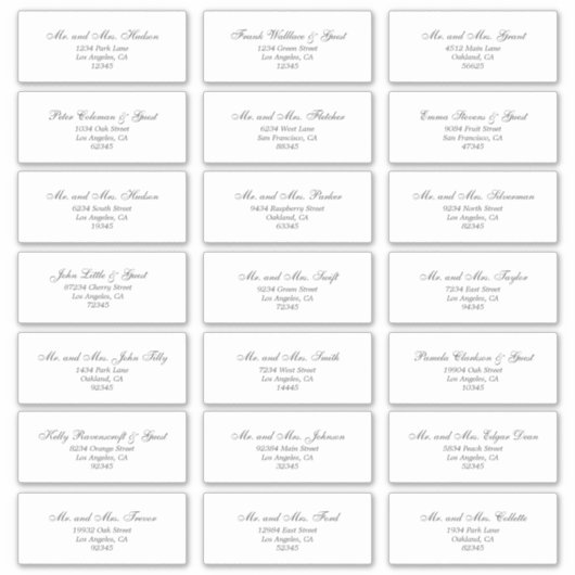 Elegant White Guest Adresetiketten Sticker (Voorkant)