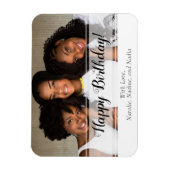 Elegant White Happy Birthday Photo Magnet Magneet (Verticaal)