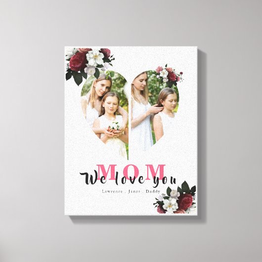 Elegant White Heart Shaped Gift for Moederdag Canvas Afdruk (Voorkant)