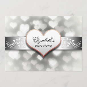 elegant white hearts bridal doudeuitnodiging kaart