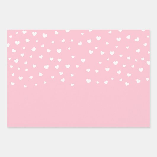 Elegant White Hearts op Pastel Pink Inpakpapier Vel (Voorkant 2)