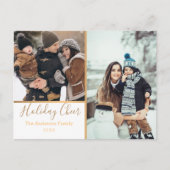 Elegant White Holiday Cheer Photo Collage Gold Briefkaart (Voorkant)