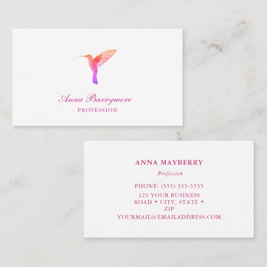 Elegant White Hummingbird Visitekaartje (Voorkant / Achterkant)