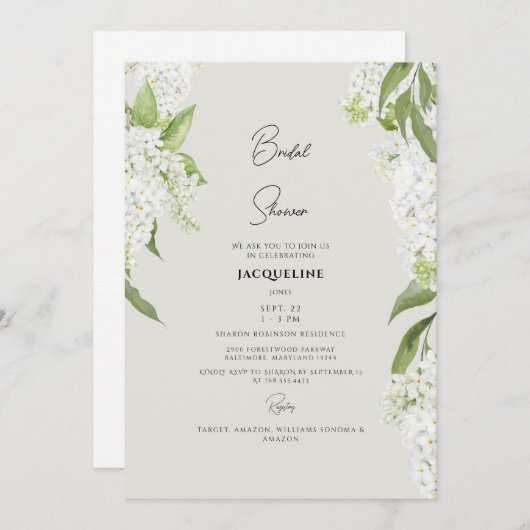 Elegant White Hydrangea Beige Vrijgezellenfeest Kaart (Voorkant / Achterkant)