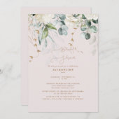 Elegant White Hydrangea Blush Vrijgezellenfeest Kaart (Voorkant / Achterkant)