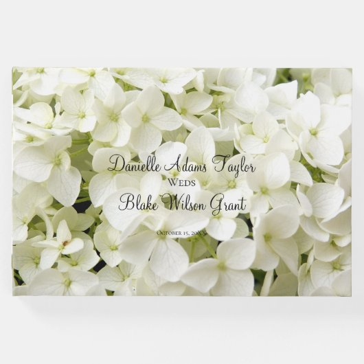 Elegant White Hydrangea Floral Wedding Guest Book Gastenboek (Voorkant)