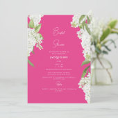 Elegant White Hydrangea Fuchsia Vrijgezellenfeest Kaart (Staand voorkant)