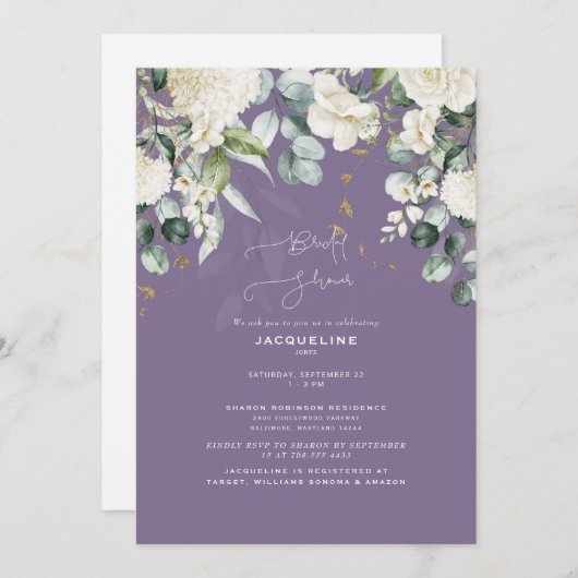 Elegant White Hydrangea Lavender Vrijgezellenfeest Kaart (Voorkant / Achterkant)