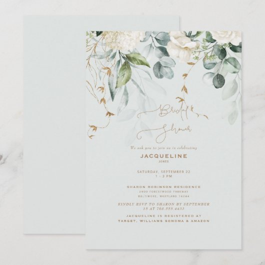 Elegant White Hydrangea Light Sage Vrijgezellenfee Kaart (Voorkant / Achterkant)