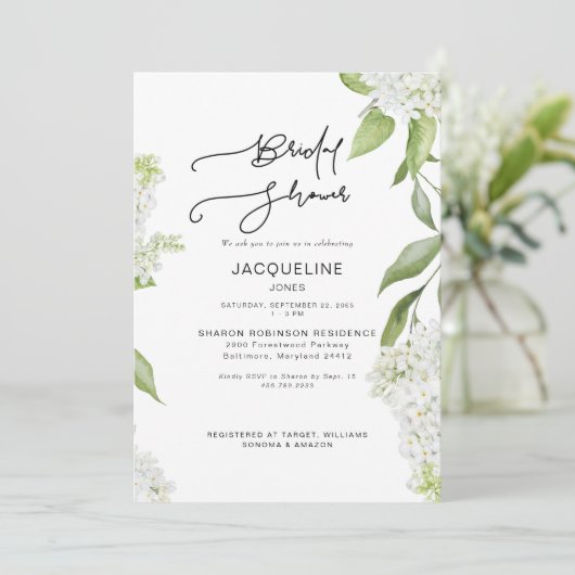 Elegant White Hydrangea Vrijgezellenfeest Kaart (Staand voorkant)